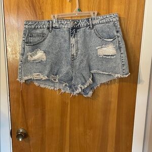 SHEIN Blue Distressed Jean Shorts